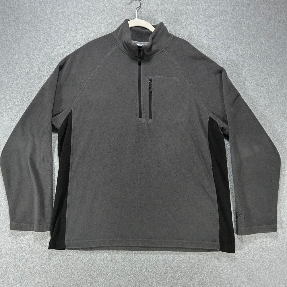 Starter Pullover Quarter Zip Mens L Grey Black Fleece streetwear